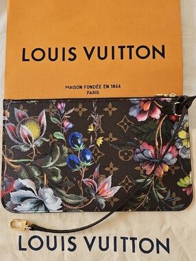 Louis Vuitton Monogram Garden Pouch Pochette Wristlet Strap New, Gold Hardware
